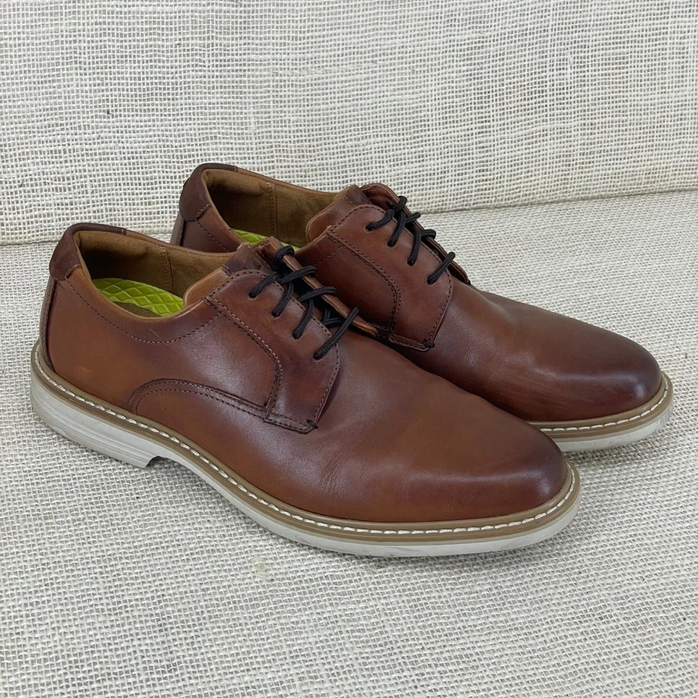 Florsheim Comfortech Mens Tan Leather Plain Toe Oxford Shoes 13369-229 Size 8.5M